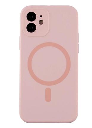 Чехол силиконовый glow silicone case с magsafe для iphone 12 защитный розовый с микрофиброй внутри