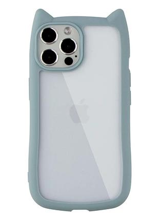 Чохол tpu+pc cat ears для iphone 12 pro max захисний із посиленими кутами блакитний