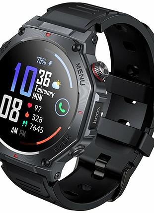 Смарт часы hoco y37 gps 3atm amoled 1.43 дюйма черный для спорта и активного отдыха