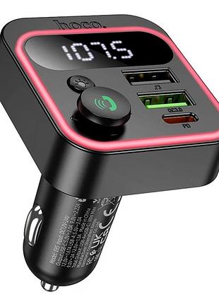 Fm-трансмітер hoco e85 tiger 20 вт 3 порти usb type-c і type-a чорний для автомобіля з функцією bluetooth і заряджання