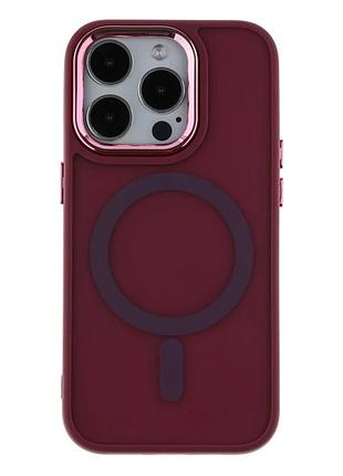 Чохол tpu pc space magnetic color з magsafe для iphone 14 pro max захисний бордо