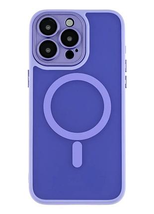 Чохол tpu pc magnetic matte для iphone 15 pro з magsafe захист камери фіолетовий