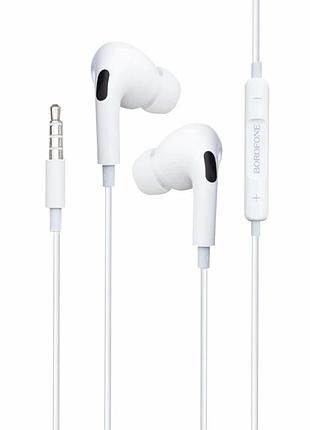Наушники вакуумные borofone bm30 pro с микрофоном 1.2 м 3.5 мм белые
