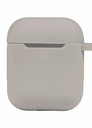 Футляр силиконовый с карабином для airpods 1 2 цвет 10.stone защитный легкий эластичный