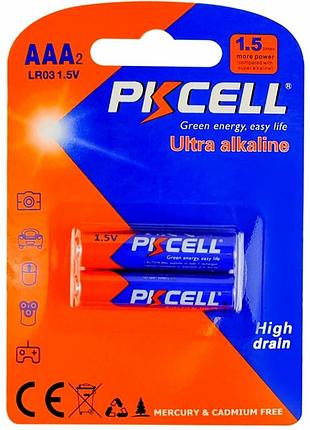 Батарейка щелочная pkcell 1.5v aaa 2 штуки блистер pc lr03 2b