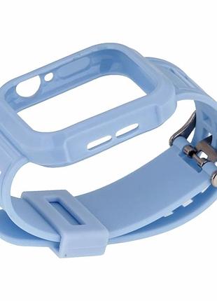 Ремешок для apple watch silicone 44mm sky blue защитный бампер с пряжкой для комфортной фиксации