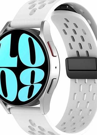 Ремешок универсальный 22 мм силиконовый с магнитной застёжкой для samsung amazfit huawei белый