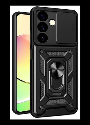 Чехол противоударный armor guard shield для samsung galaxy s24 5g защита камеры с подставкой черный
