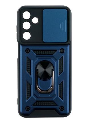 Чехол противоударный armor guard shield для samsung galaxy m15 5g защита камеры подставка темно-синий