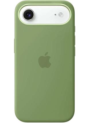 Чехол силиконовый silicone case с magsafe для iphone 17 air защита камеры термополиуретан зеленый