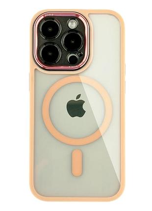 Чехол tpu+pc+metal calais с magsafe для iphone 14 pro max защитный розовый