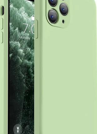Чехол силиконовый silicone case для iphone 12 pro max с микрофиброй внутри защитный avocado green