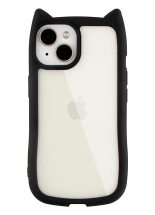 Чехол tpu+pc противоударный для iphone 13 14 с защитой камеры черный