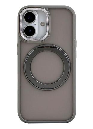 Чохол tpu+pc mag 360 spin case для iphone 16 сірий із мікрофіброю всередині та захистом камери