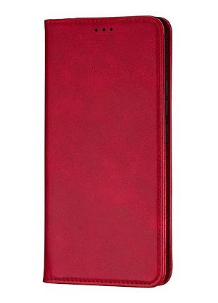 Чехол-книжка кожзам для xiaomi redmi note 14 pro 4g с подставкой темно-красный