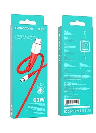 Кабель usb borofone bx60 type-c 60w для зарядки и передачи данных красный 1м 3а