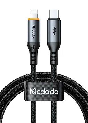 Кабель mcdodo usb-c lightning 36 вт 1.2 м чорний з автовимкненням для швидкого заряджання пристроїв
