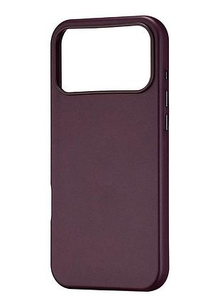 Чехол leather case с magsafe для iphone 17 pro max кожзам защита камеры вишневый