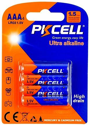 Батарейка щелочная pkcell 1.5v aaa 4 штуки для цифровых устройств емкость 140 минут модель pc lr03 4b