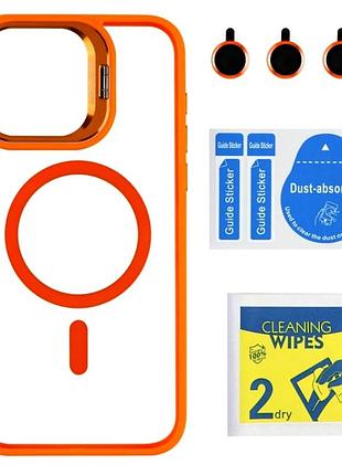 Чехол tpu pc с magsafe для iphone 15 pro max защита камеры orange