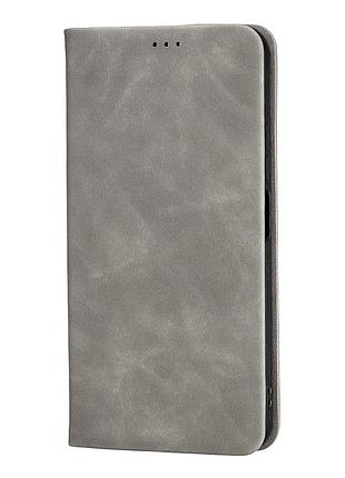 Чохол-книжка flip case шкірозамінник для xiaomi redmi 15c сірий із захистом від ударів і зносостійкий
