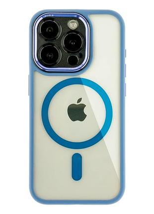 Чехол tpu pc metal calais с magsafe для iphone 15 pro max защитный голубой