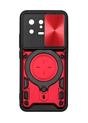 Чохол протиударний tpu+pc armor з кільцем для xiaomi 13 червоний захист камери