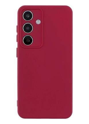 Чехол силиконовый full case для samsung galaxy s24 plus 5g защита камеры с микрофиброй бордовый