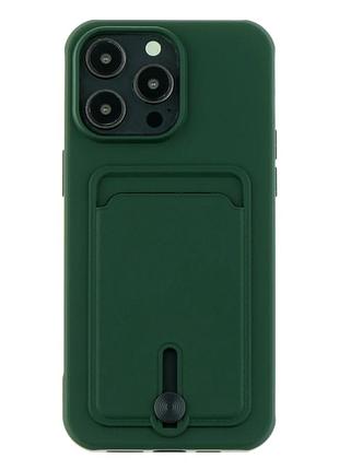 Чехол tpu colorfull pocket card для iphone 15 pro max с микрофиброй внутри защитный atrovirens