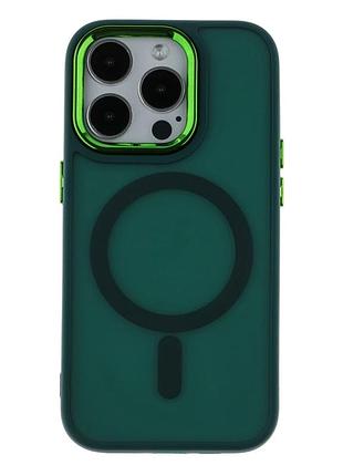 Чохол tpu pc space magnetic color з magsafe для iphone 14 pro захист камери зелений