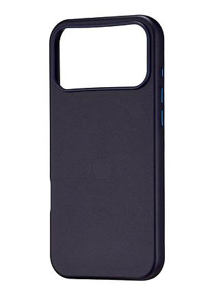 Чехол leather case с magsafe для iphone 17 pro max кожзам защита камеры темно-синий
