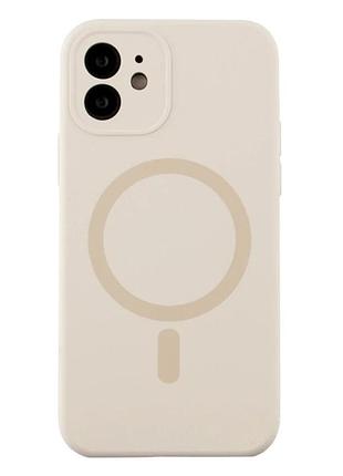 Чехол силиконовый glow silicone case с magsafe для iphone 12 защитный antique white с микрофиброй внутри