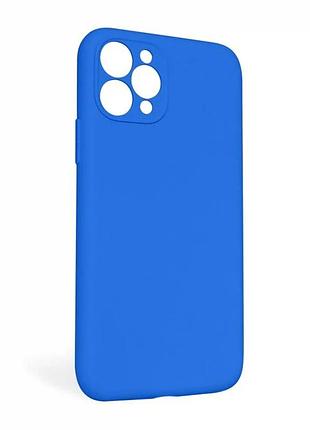 Чехол силиконовый full case для iphone 11 pro max с микрофиброй внутри защита камеры 03.royal blue