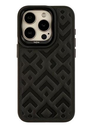 Чехол противоударный kajsa briquette для iphone 15 pro max с защитой камеры черный