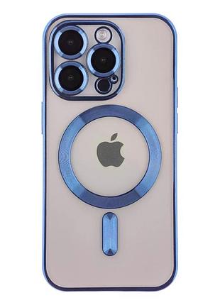 Чохол tpu metallic full camera з magsafe для iphone 13 pro захисний з посиленими кутами синій