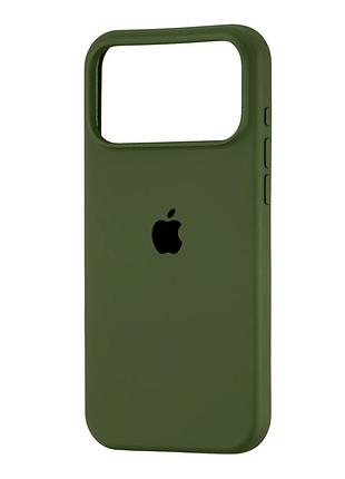 Чехол силиконовый full cover для iphone 17 pro max защита камеры темно-зеленый