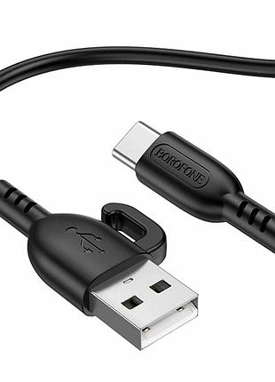Кабель usb borofone bx91 type-c 3 a 1 м чорний pvc для заряджання та синхронізації