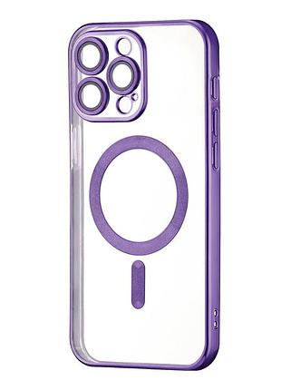 Чехол силиконовый ductil metallic edge с magsafe для iphone 14 pro max защита камеры фиолетовый