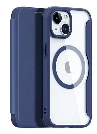 Чехол-книжка dux ducis skin x pro с magsafe для iphone 15 tpu и pc защита камеры синий