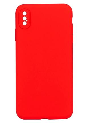 Чехол силиконовый full camera для iphone xs max с микрофиброй защита камеры красный 14.red