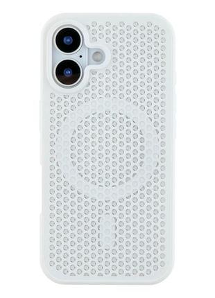 Чехол tpu+pc aerocool с magsafe для iphone 16 противоударный белый с защитой камеры