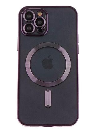 Чехол tpu metallic full camera с magsafe для iphone 12 pro защитный фиолетовый