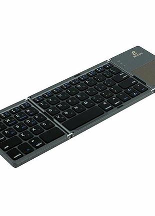 Беспроводная складная клавиатура с тачпадом bluetooth 62 клавиши тип c серый jeqang jb-830