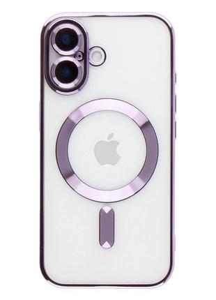 Чохол tpu metallic full camera з magsafe для iphone 16 захисний фіолетовий