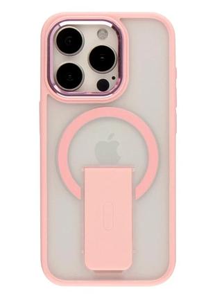 Чехол tpu+pc flexguard противоударный с magsafe для iphone 15 pro max розовый с магнитной подставкой