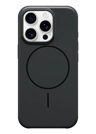 Чохол силіконовий з magsafe для iphone 16 pro midnight black протиударний із мікрофіброю всередині