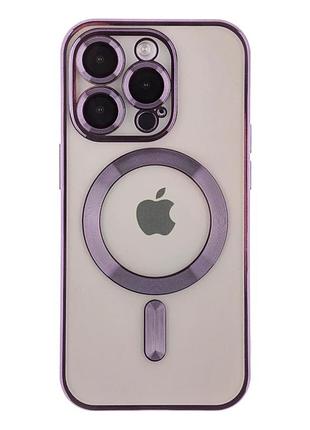 Чохол tpu metallic full camera з magsafe для iphone 15 pro захист камери фіолетовий