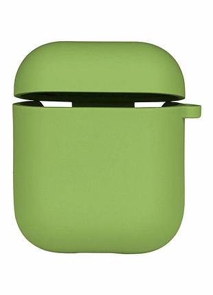 Футляр силиконовый с микрофиброй для airpods 1 2 mint защита от царапин и падений карабин в комплекте