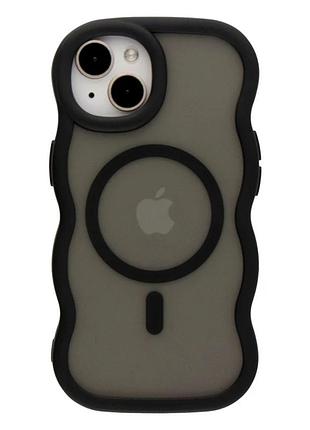 Чехол tpu+pc aquawave с magsafe для iphone 14 противоударный черный с защитой камеры