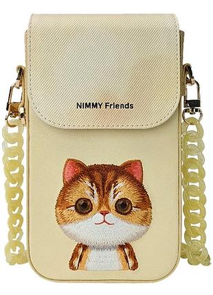 Чохол nimmy mobile phone bag для смартфонів шкірозамінник і текстиль захисний golden british shorthair khaki